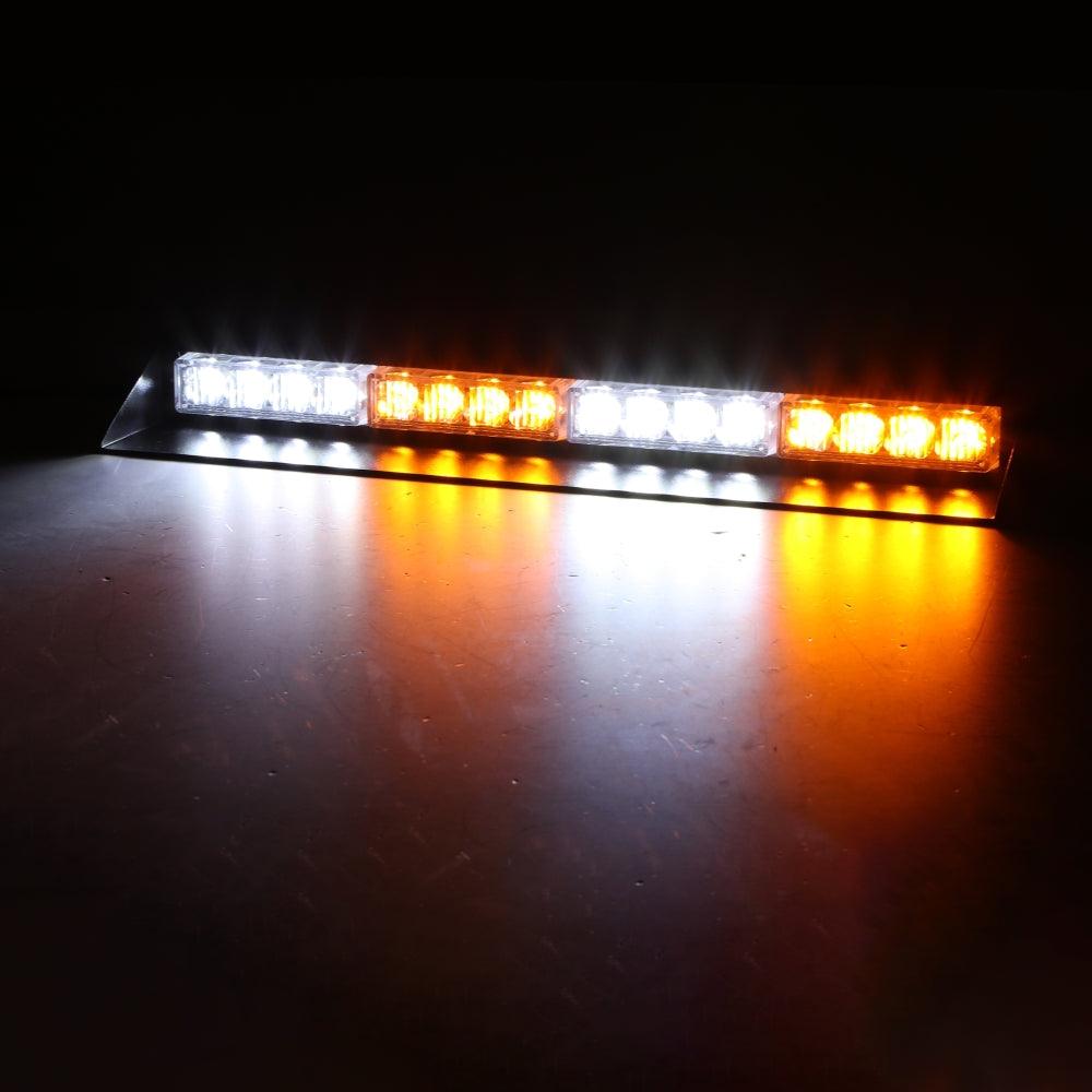 17" Dual Windshield Dash Strobe Light Bars 20 Flashing Patterns with Suction Cup Mount for Vehicles Trucks SUV ATV Car