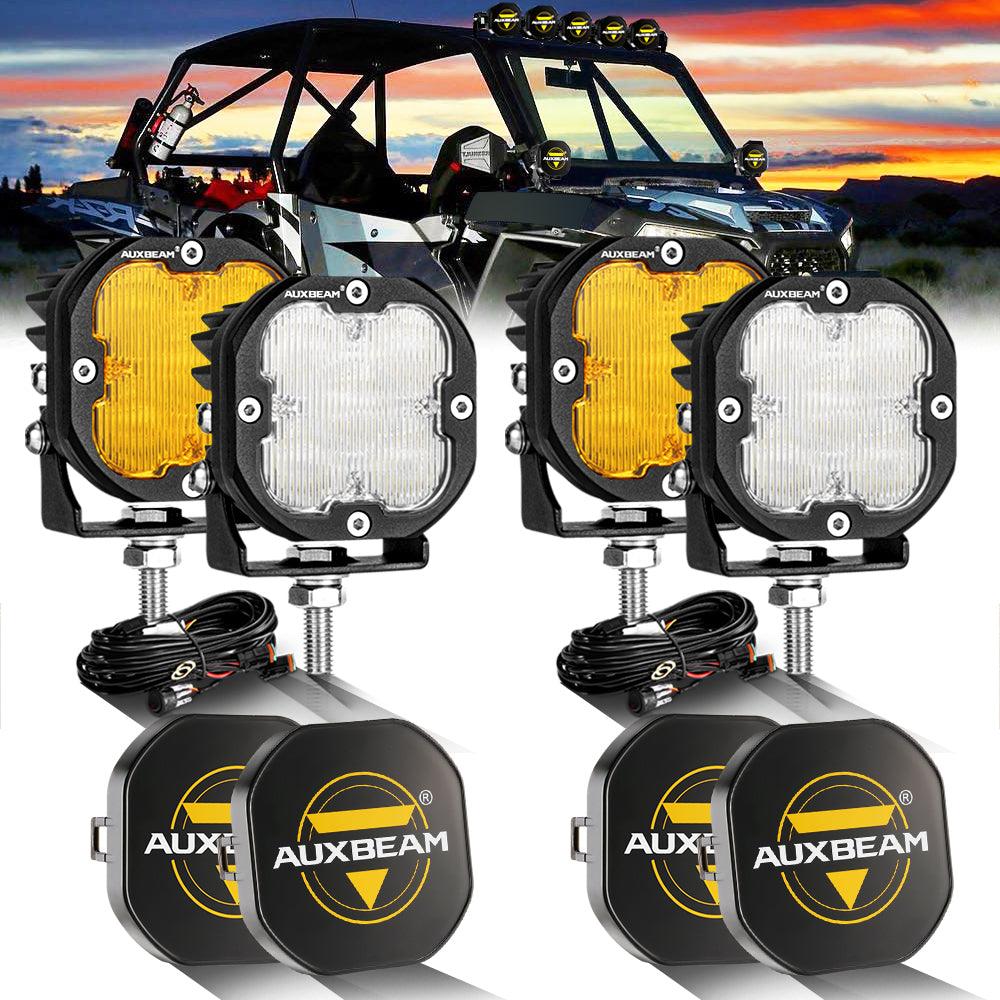 3 Inch 80W 9600LM LED Pods Lights White&Amber for ATV UTV SIDE BY SIDE 4X4