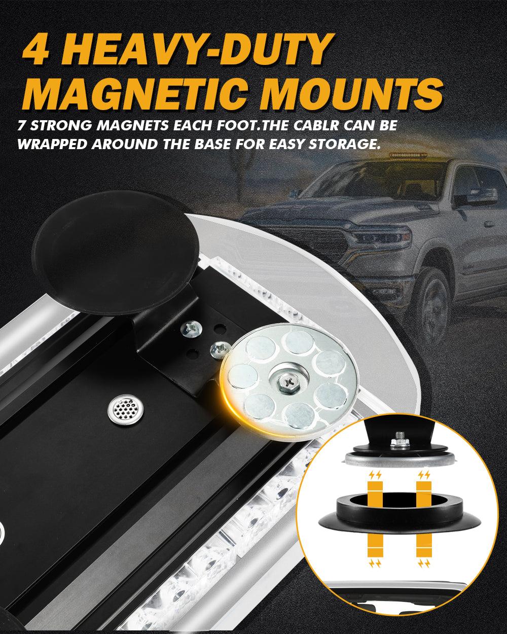 17" Rooftop Strobe Flashing Light Bar, 23 Flashing Modes Magnetic Mount Emergency Safety Warning Caution Beacon Lights