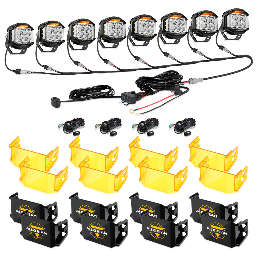 V-MAX Series | 5 Inch 168W 16440LM Combo Beam Side Shooter LED Round Pod Lights with Amber DRL