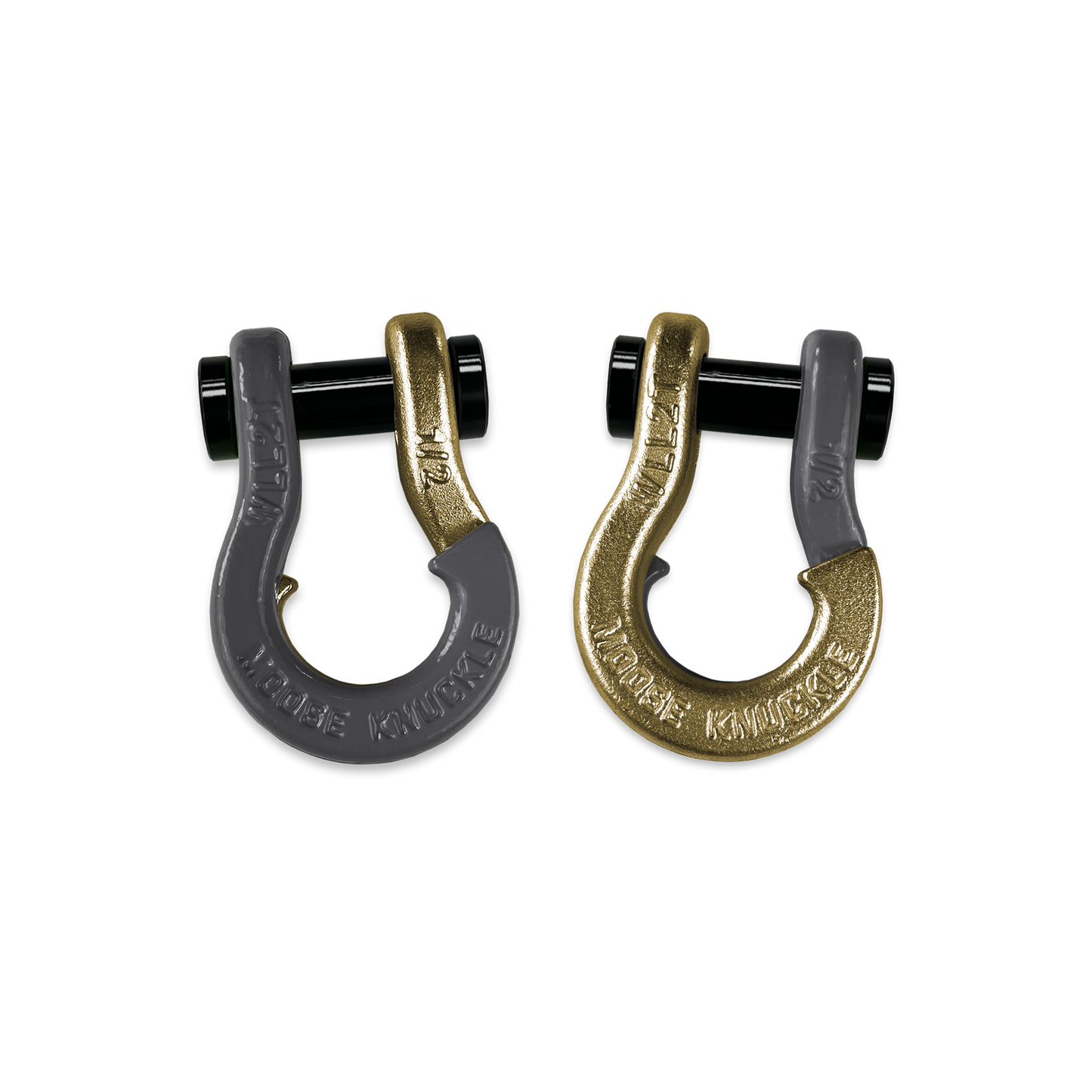 Jowl 1/2 inch SxS Split Shackle in Gun Gray and Brass Knuckle Combo