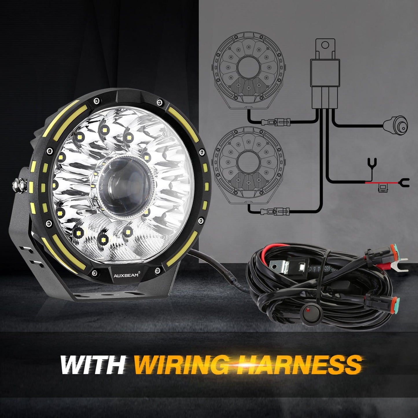 (2pcs/set) 7 Inch 230W 33332LM 360-PRO Series Custom Lens Offroad LED Driving Lights+Amber/Black Covers(Optional) for FORD F150 F250