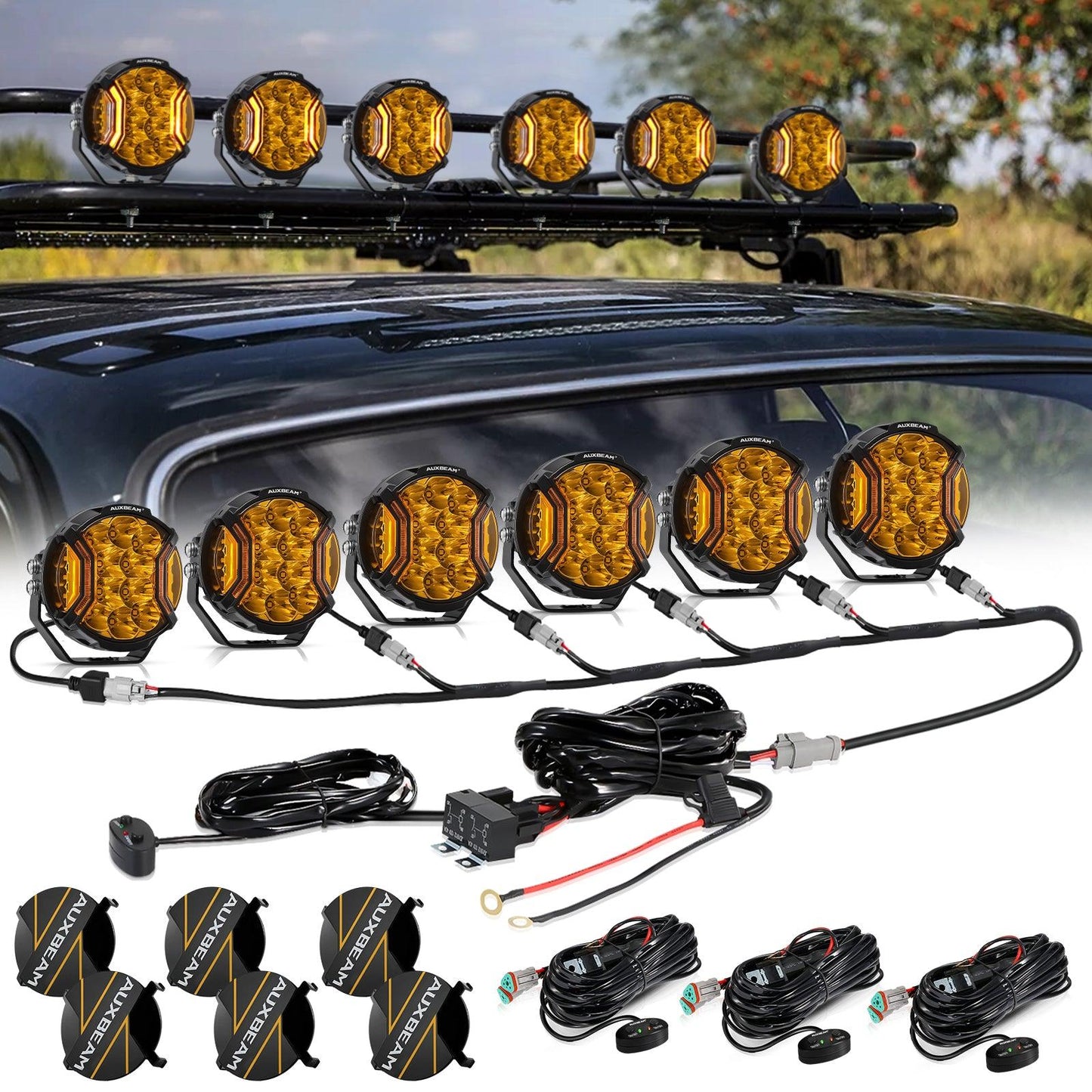 V-ULTRA Series | 5 Inch 172W LED Side Shooter Amber Pod Lights with Amber DRL