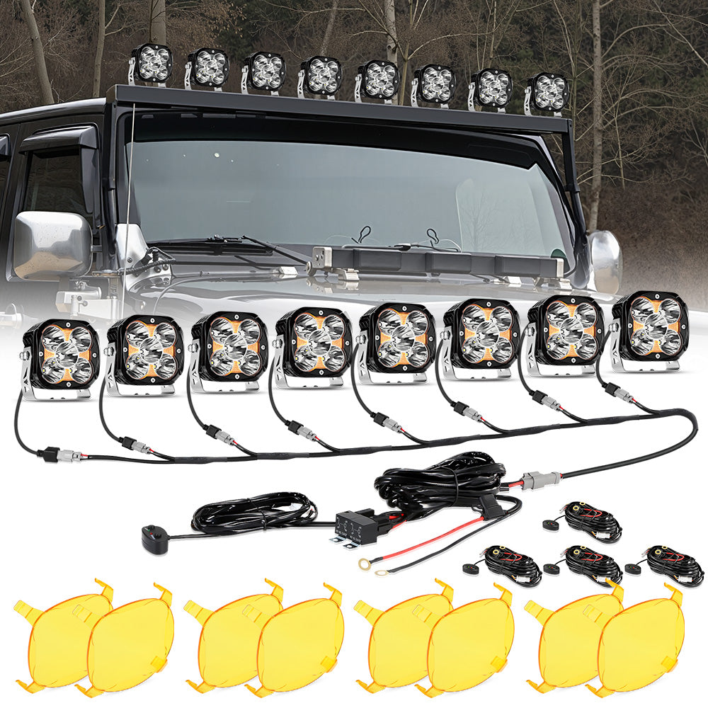 XP-ULTRA Series 4.5 Inch Spot Beam LED Pod Lights Off Road Lights with Amber DRL