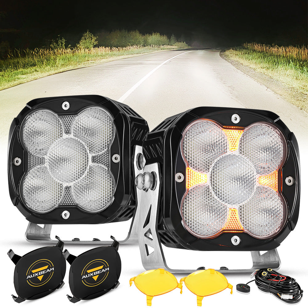 XP-ULTRA Series 4.5 Inch LED Pod Lights Off Road Lights with Amber DRL