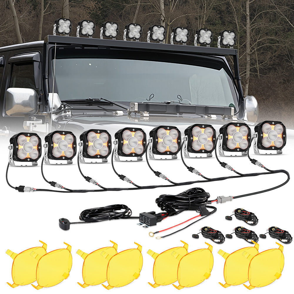 XP-ULTRA Series 4.5 Inch LED Pod Lights Off Road Lights with Amber DRL