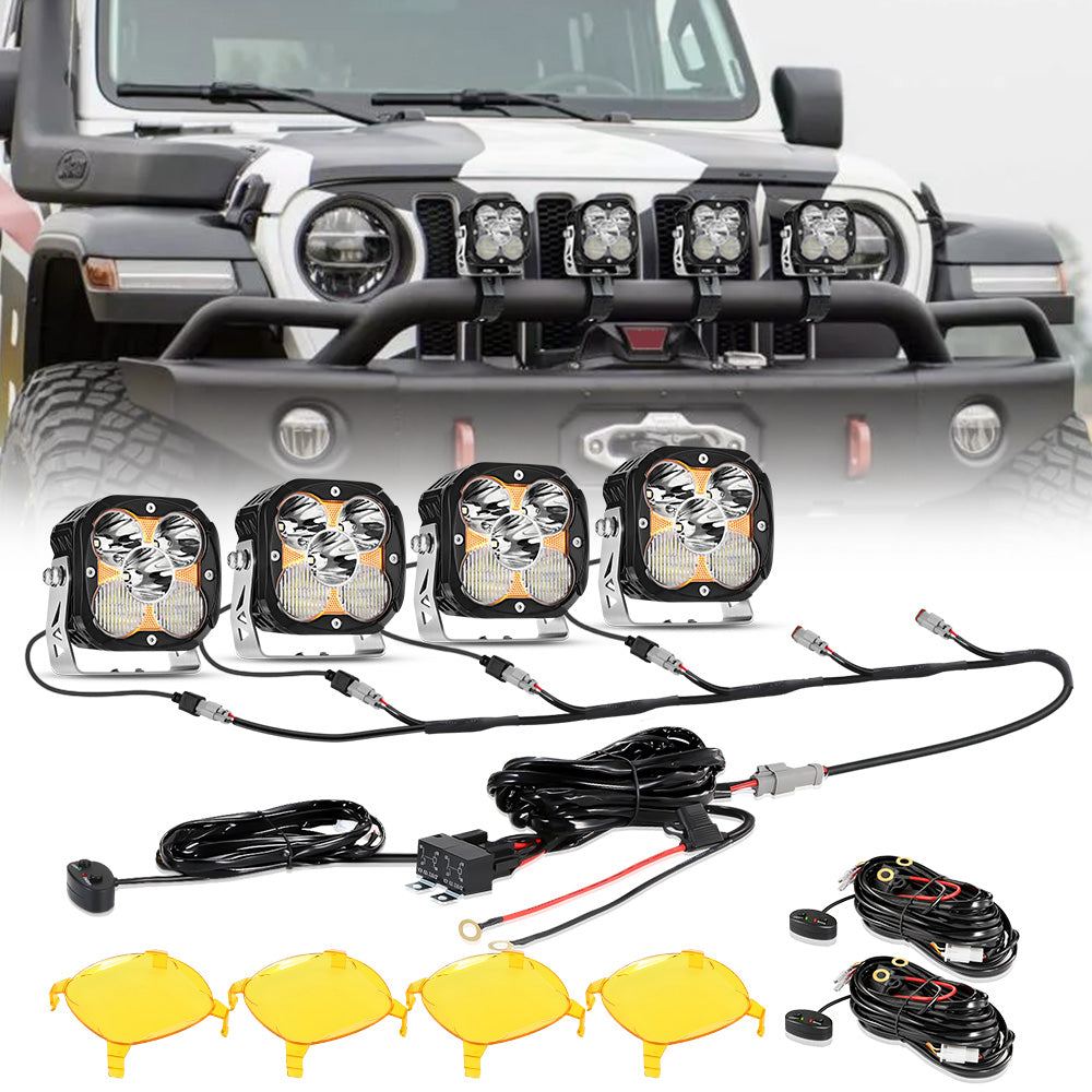 XP-ULTRA Series 4.5 Inch LED Pod Lights Off Road Lights with Amber DRL