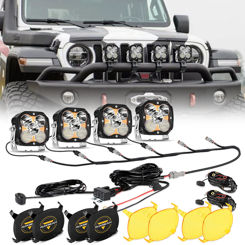 XP-ULTRA Series 4.5 Inch LED Pod Lights Off Road Lights with Amber DRL