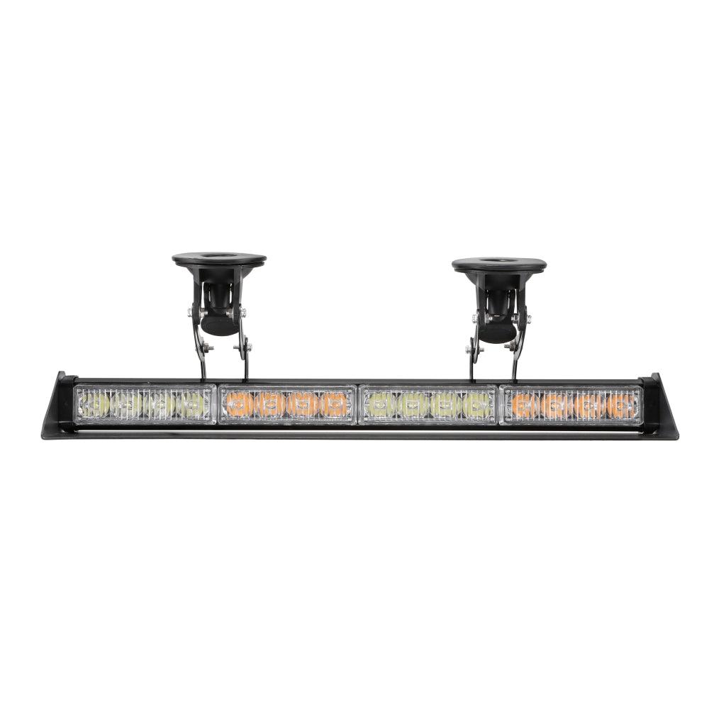 17" Dual Windshield Dash Strobe Light Bars 20 Flashing Patterns with Suction Cup Mount for Vehicles Trucks SUV ATV Car