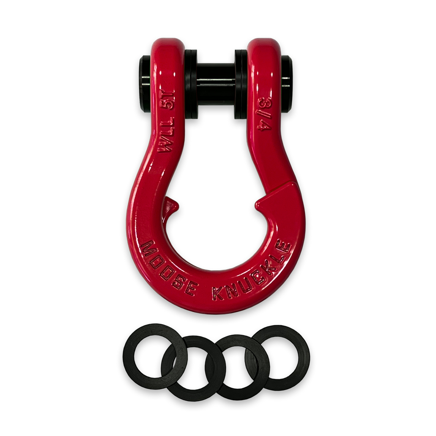 Moose Knuckle's Jowl Recovery Split Shackle 3/4 in Flame Red with 4 washers