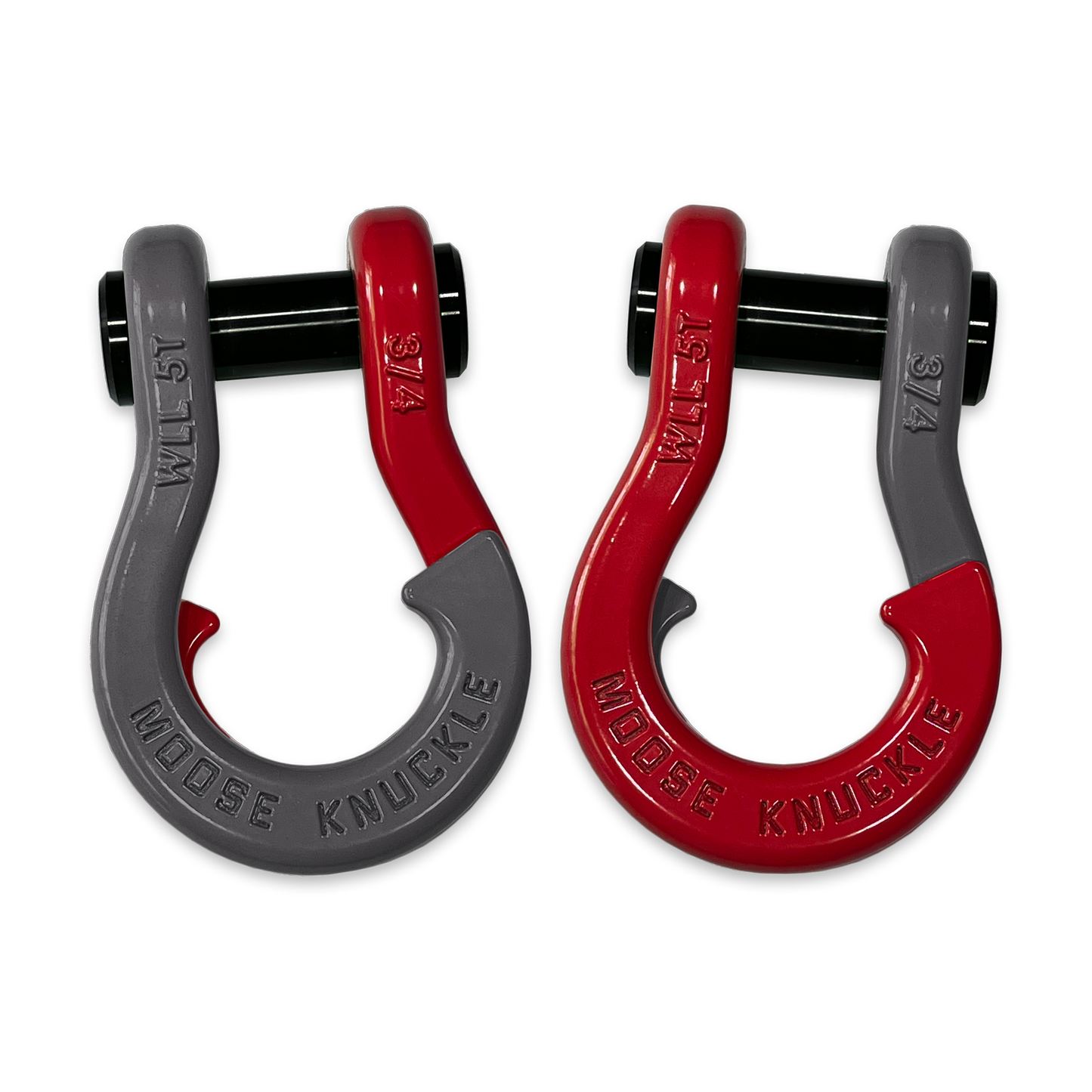 Moose Knuckle's Jowl Recovery Split Shackle 3/4 in Gun Gray and Flame Red Combo
