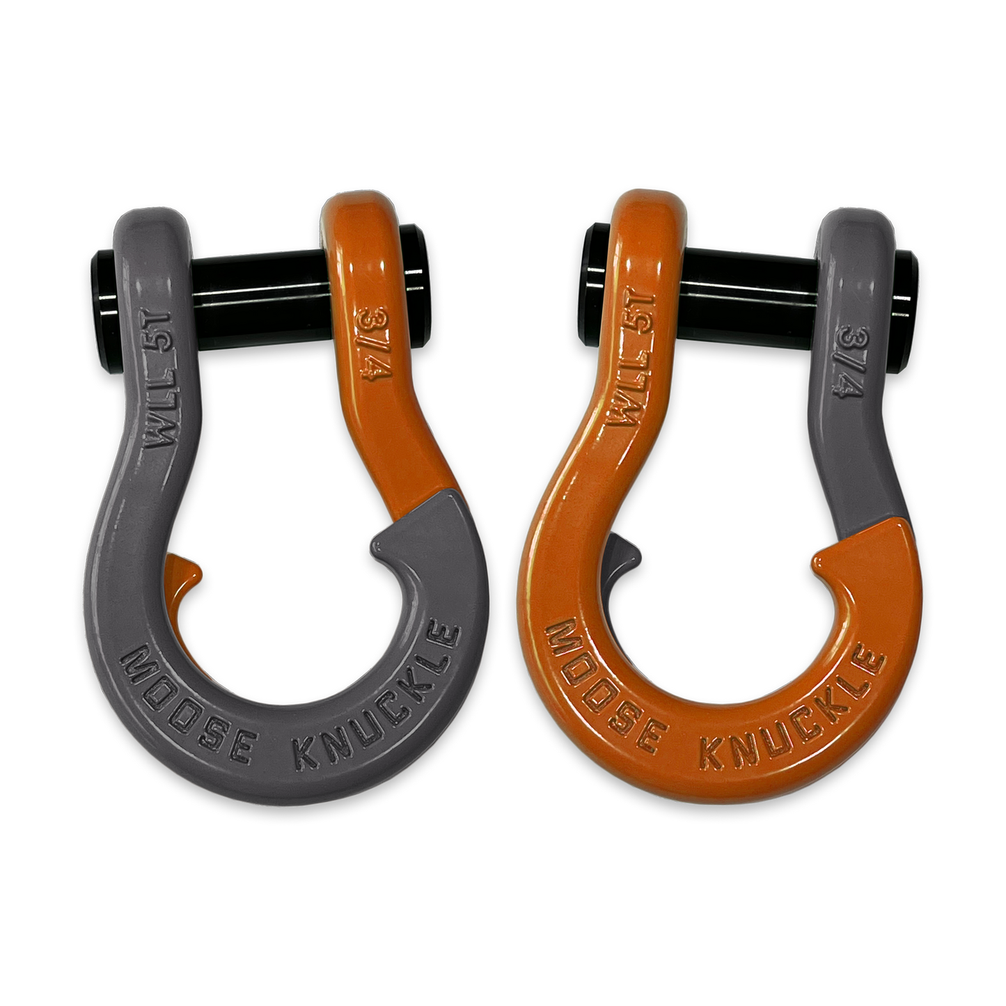 Moose Knuckle's Jowl Recovery Split Shackle 3/4 in Gun Gray and Obscene Orange Combo