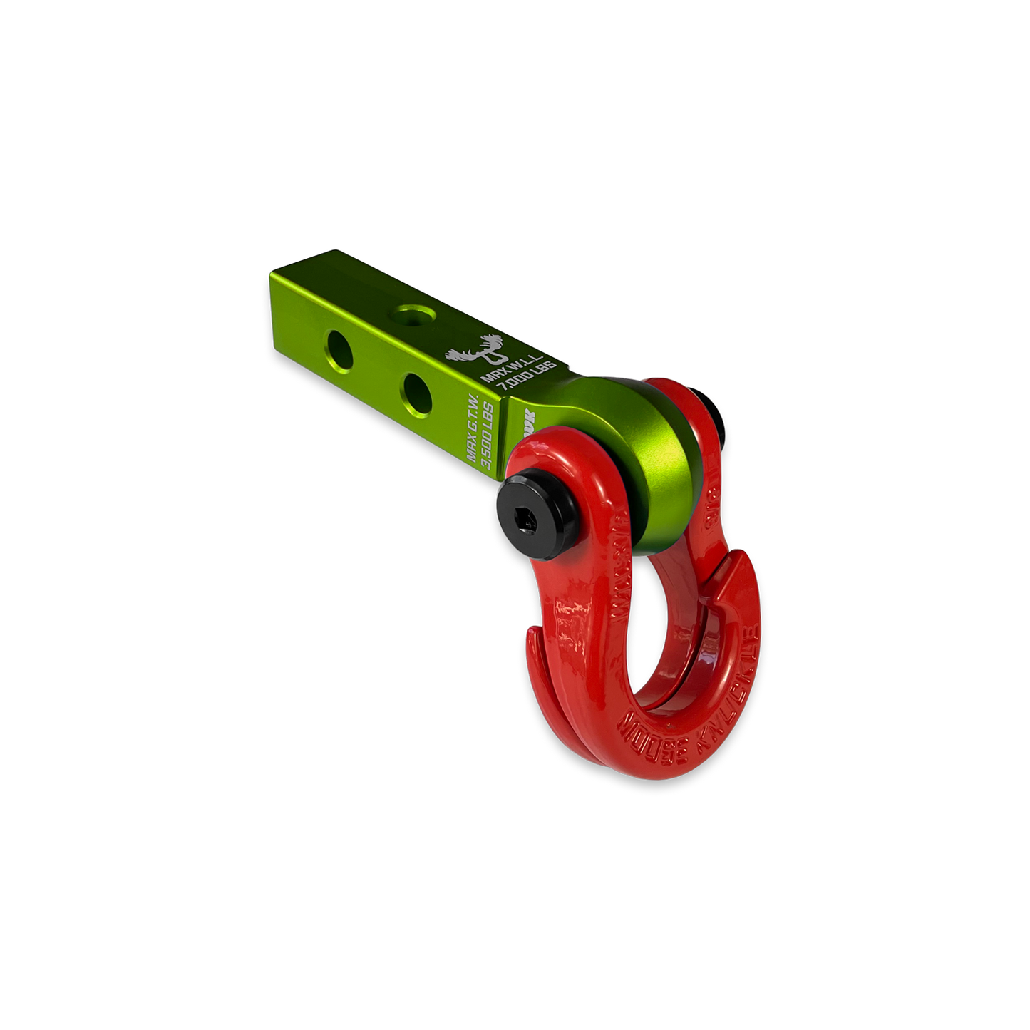 Jowl 5/8 Split Shackle & 1.25 Receiver (Bean Green and Flame Red)