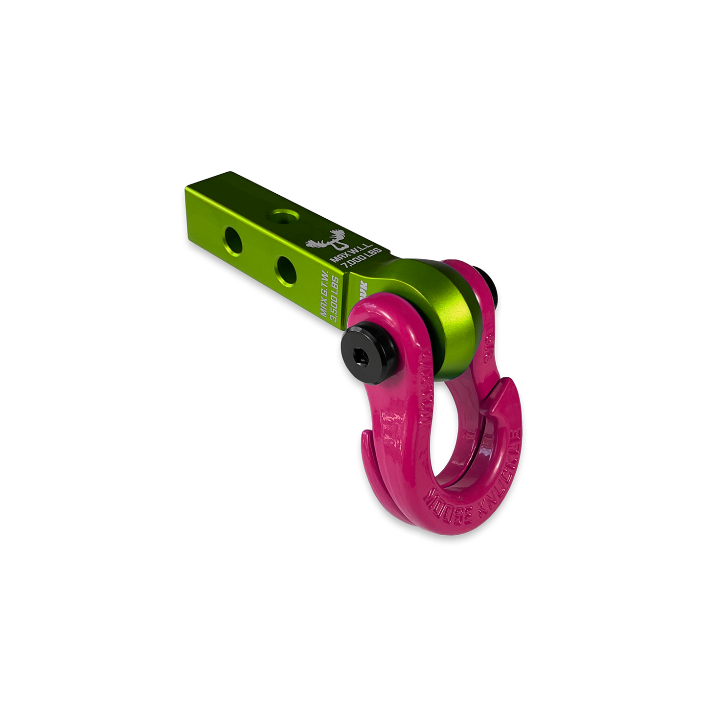Jowl 5/8 Split Shackle & 1.25 Receiver (Bean Green and Pogo Pink)