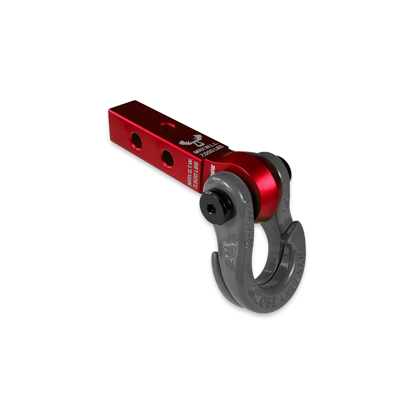 Jowl 5/8 Split Shackle & 1.25 Receiver (Red Rum and Gun Gray) Left