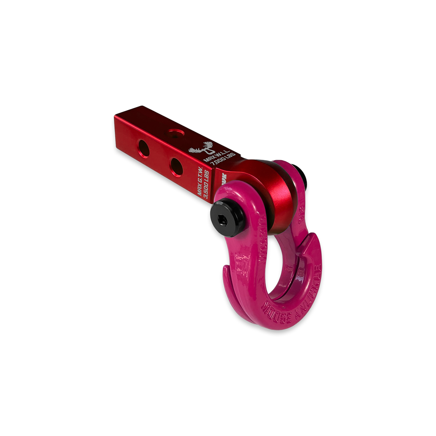 Jowl 5/8 Split Shackle & 1.25 Receiver (Red Rum and Pogo Pink) Left