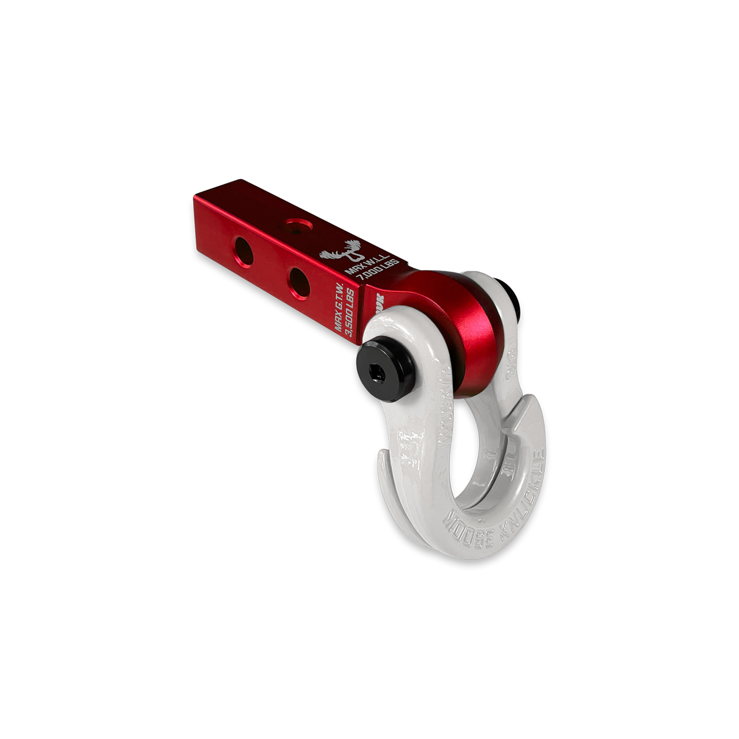 Jowl 5/8 Split Shackle & 1.25 Receiver (Red Rum and Pure White) Left