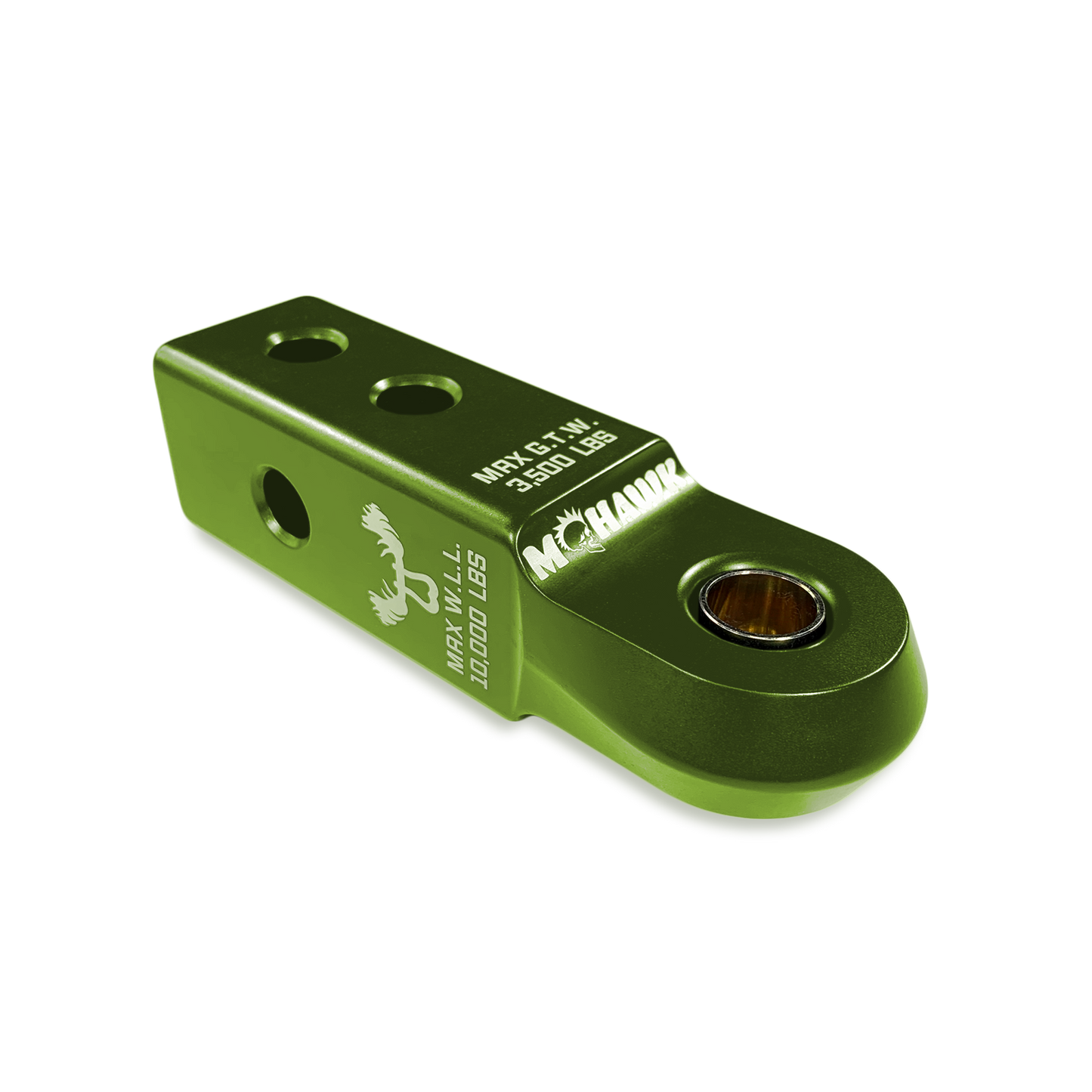 Bean Green Moose Knuckle Offroad Mohawk 2.0 Combination D-Ring Shackle Receiver and Ball Hitch Receiver for Soft Shackles, 3/4" Shackles and Closed Loop Vehicle Recovery