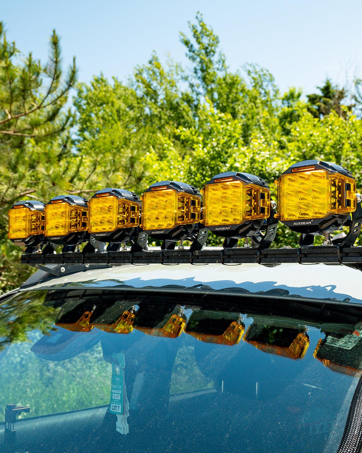 V-MAX Series | 5 Inch 168W 16440LM Combo Beam Side Shooter LED Round Pod Lights with Amber DRL