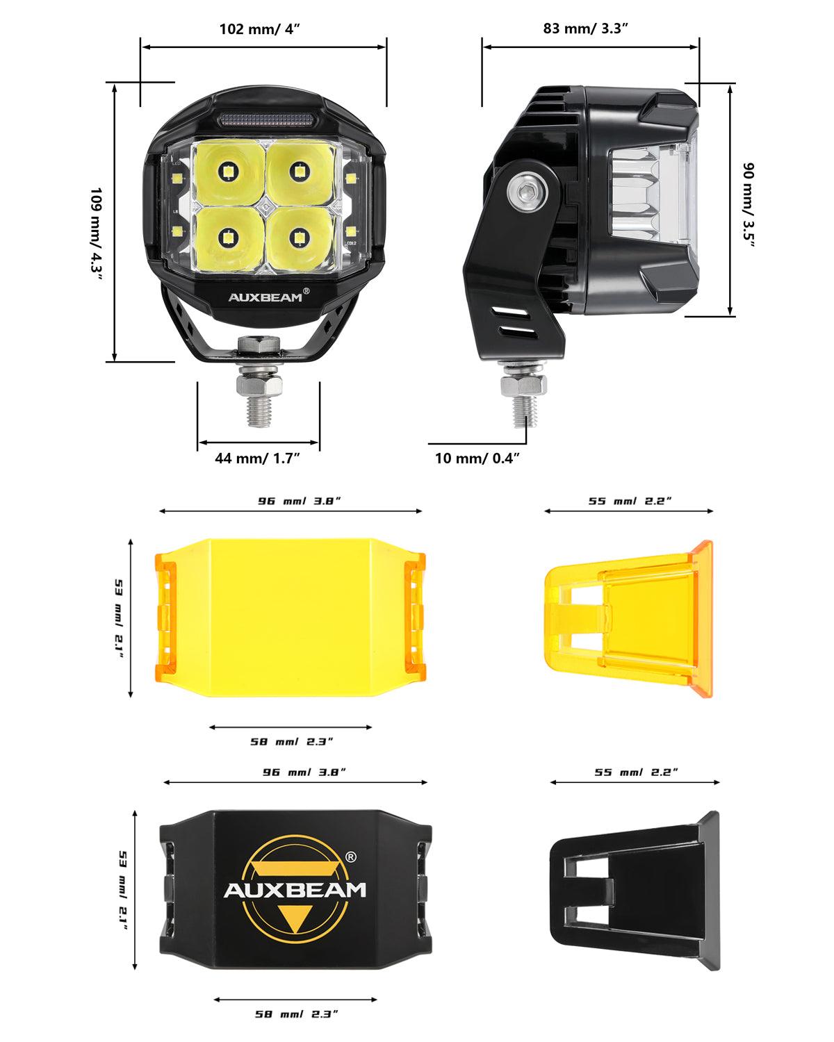 V-MAX Series | 4 Inch 92W 8960LM Combo Beam Side Shooter LED Round Pod Lights with Amber DRL