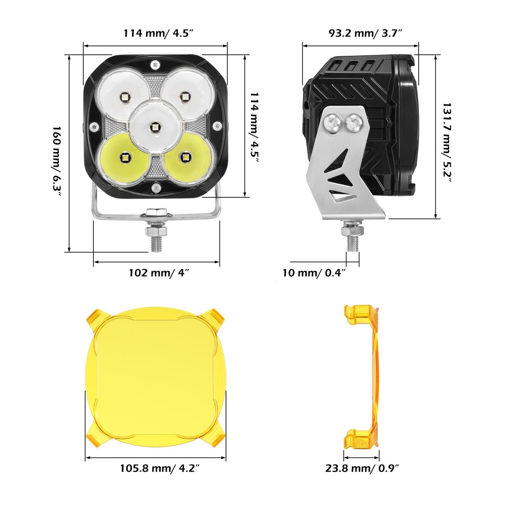 XP-ULTRA Series 4.5 Inch Spot Beam LED Pod Lights Off Road Lights with Amber DRL