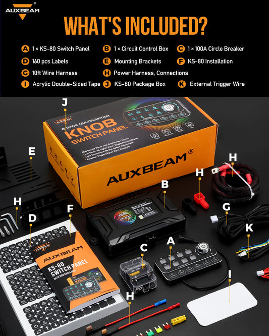 KS-80 Knob RGB Switch Panel MAX 120A ,Light Dimming, Dynamic Chase, Four External Triggers, 4 Modes