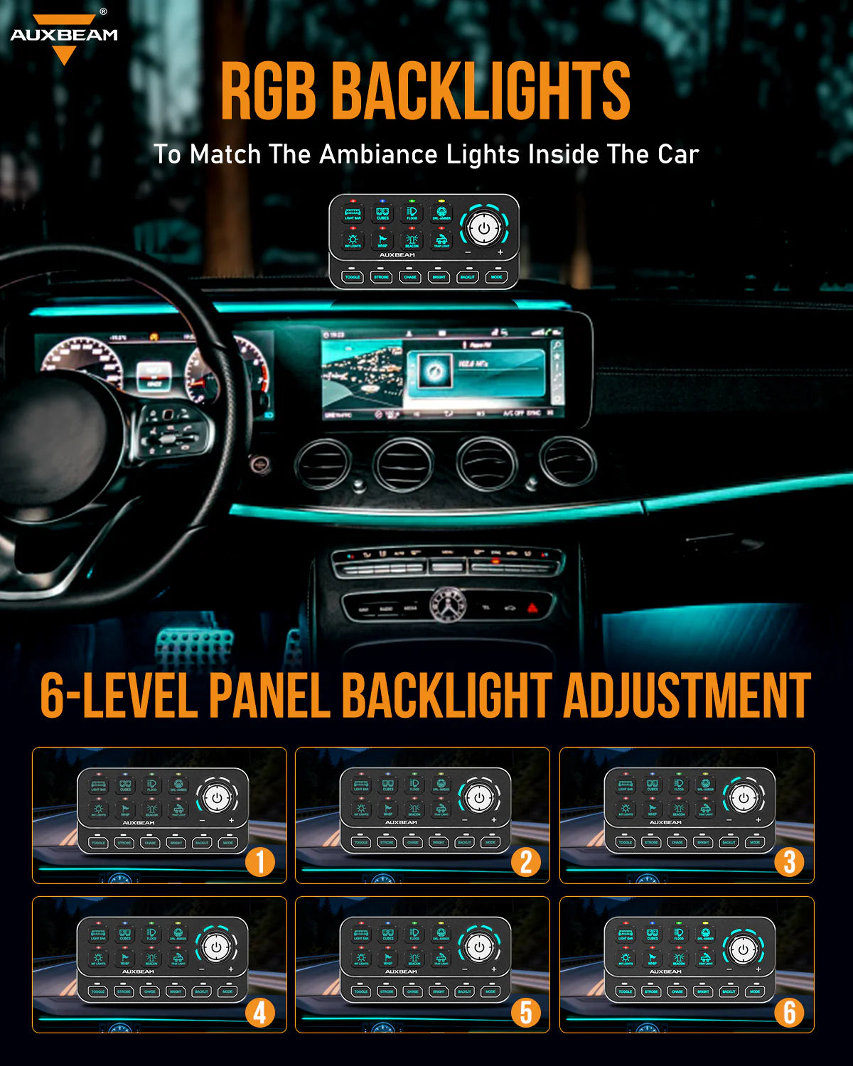 KS-80 Knob RGB Switch Panel MAX 120A ,Light Dimming, Dynamic Chase, Four External Triggers, 4 Modes