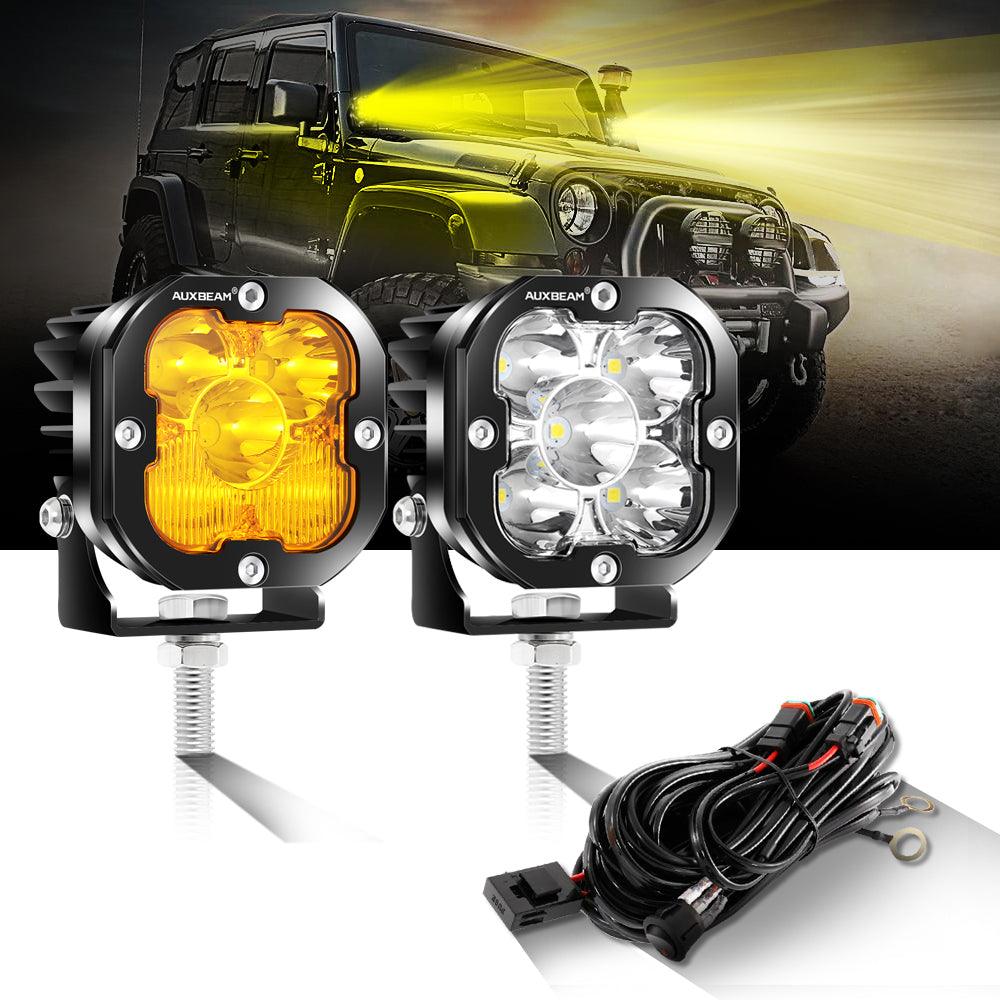 3 Inch 80W 9600LM LED Pods Lights White&Amber for JEEP