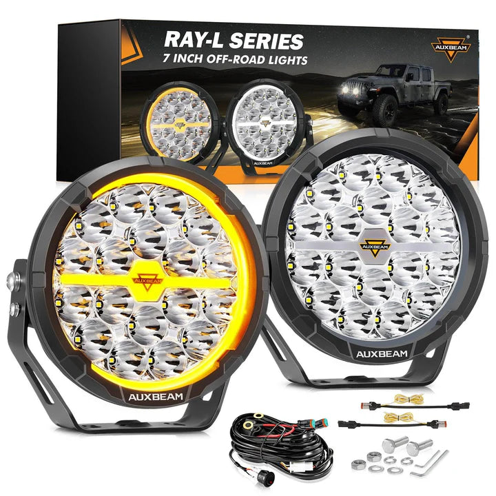 RAY-L Series | 7 Inch 240W 25800LM Dual DRL Offroad LED Driving Light