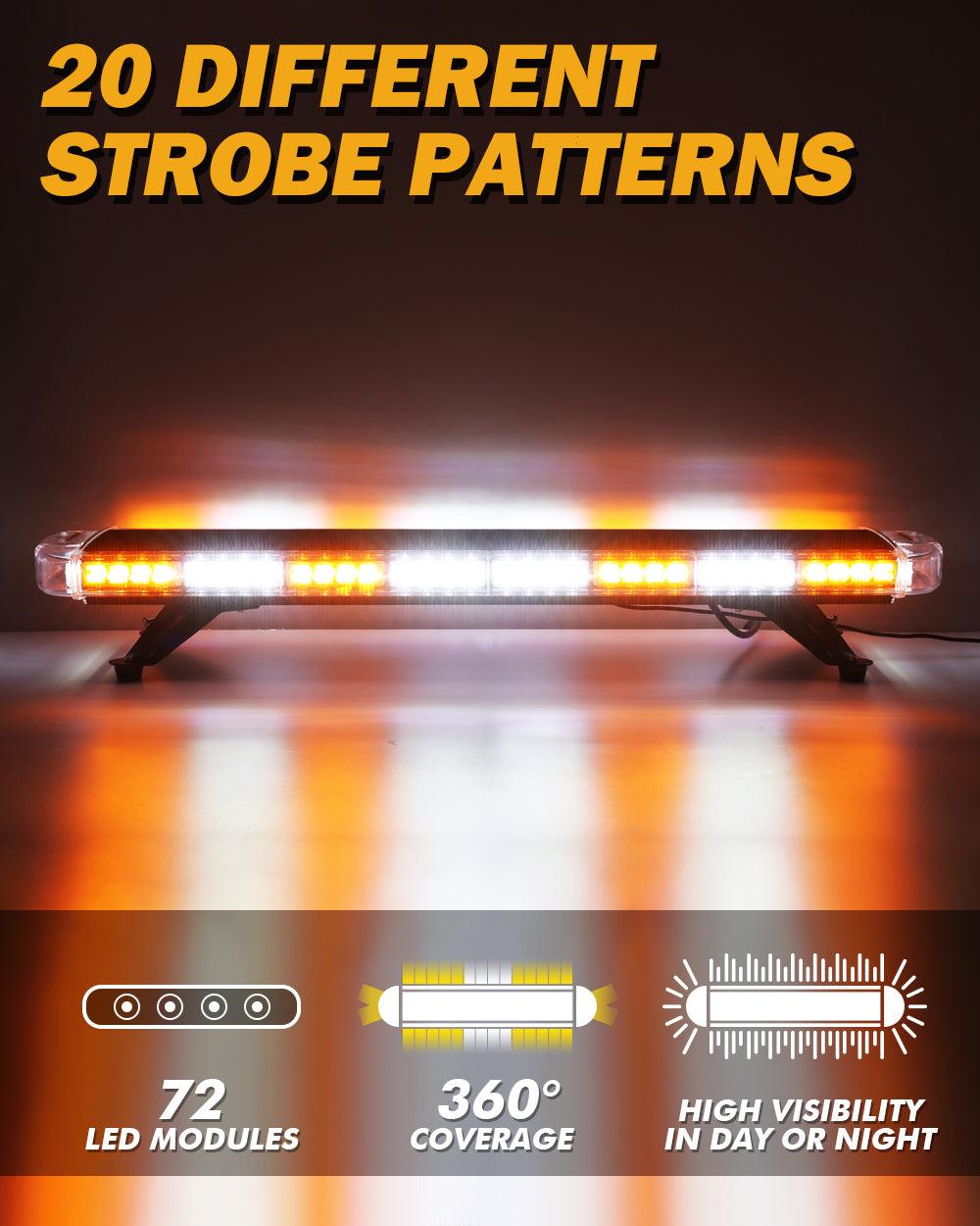 38.5 Inch Rooftop Strobe Flashing Light Bar with Mounting Brackets 20 Flashing Modes Emergency Safety Warning Caution Beacon Lights