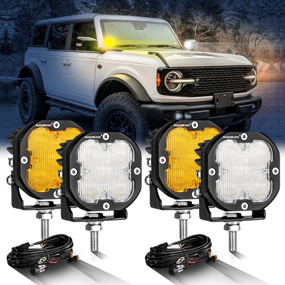 XP-ULTRA Series 3 Inch 80W Flood Beam LED Pods Amber&White Offroad Lights