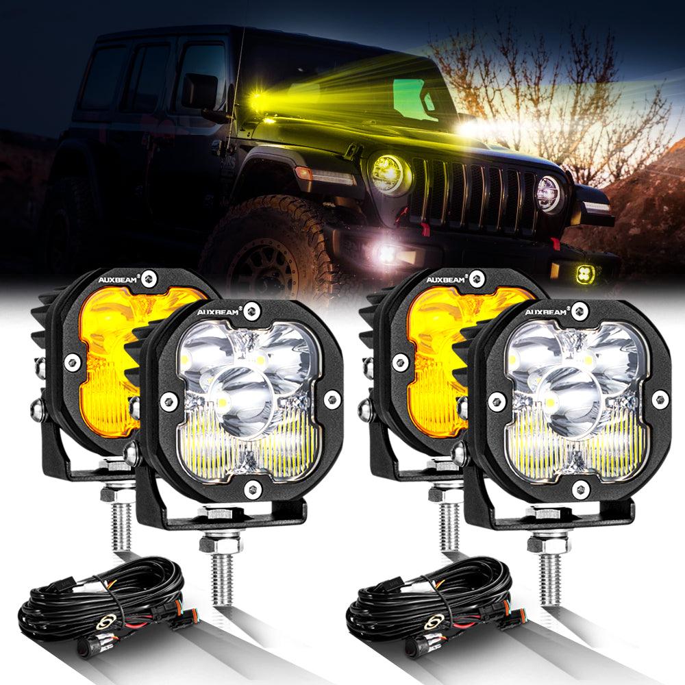 3 Inch 80W 9600LM LED Pods Lights White&Amber for JEEP