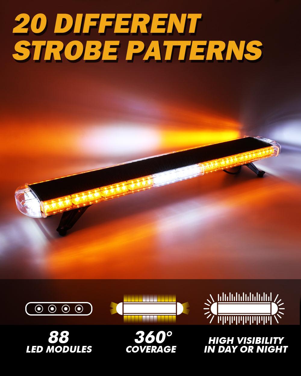 47 Inch Rooftop Strobe Flashing Light Bar with Mounting Brackets 20 Flashing Modes Emergency Safety Warning Caution Beacon Lights