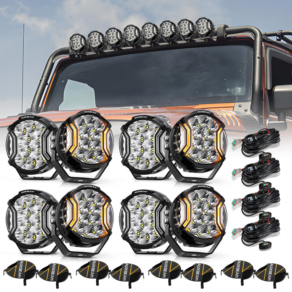 V-ULTRA Series LED Side Shooter Amber/White Pod Lights with Amber DRL