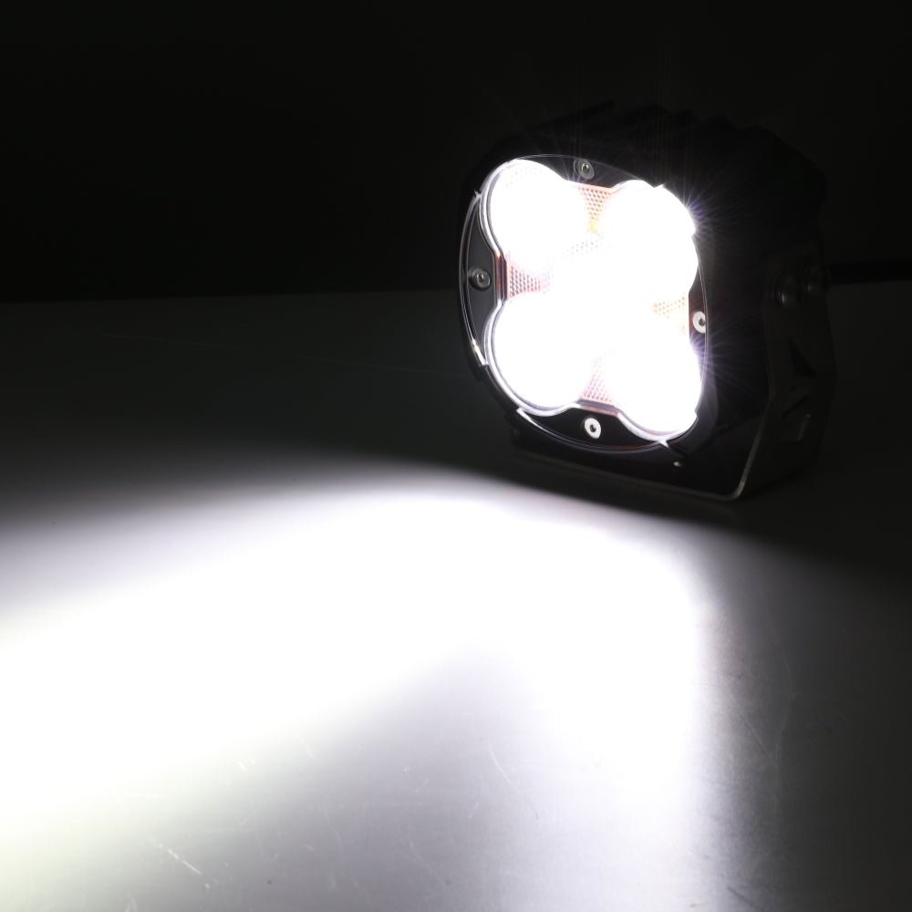 XP-ULTRA Series 4.5 Inch Flood Beam LED Pod Lights Off Road Lights with Amber DRL