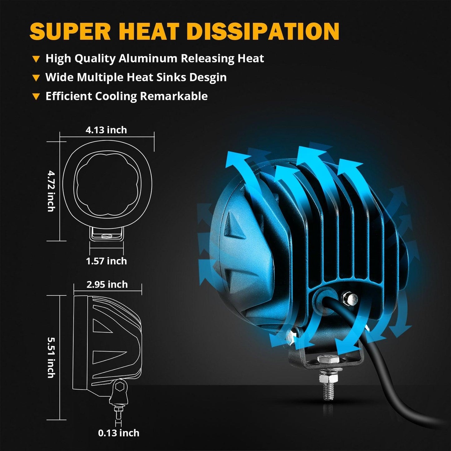 4 Inch 90W Round Yellow Spot LED Driving Lights with Dual A-Pillar Mounting Bracket For Ford Bronco 2/4 Door 2021 2022
