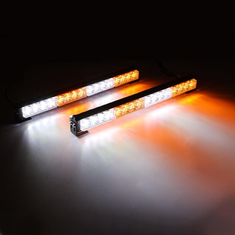 17" Dual LED Directional Emergency Traffic Advisor Light Bars 20 Flashing Patterns with Suction Cup Mount for Vehicles Trucks SUV ATV Car