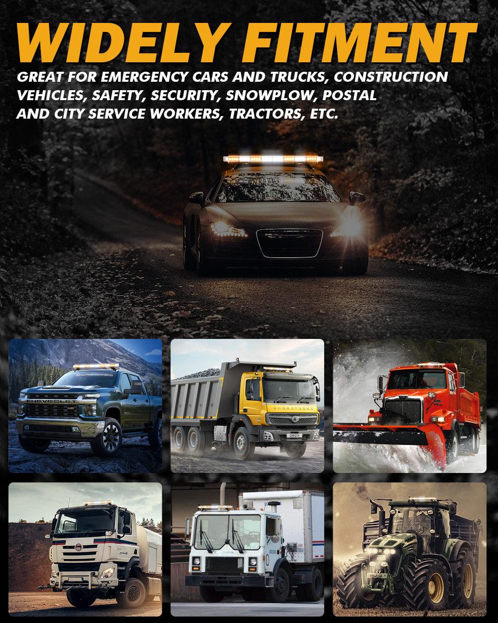 38.5 Inch Rooftop Strobe Flashing Light Bar with Mounting Brackets 20 Flashing Modes Emergency Safety Warning Caution Beacon Lights