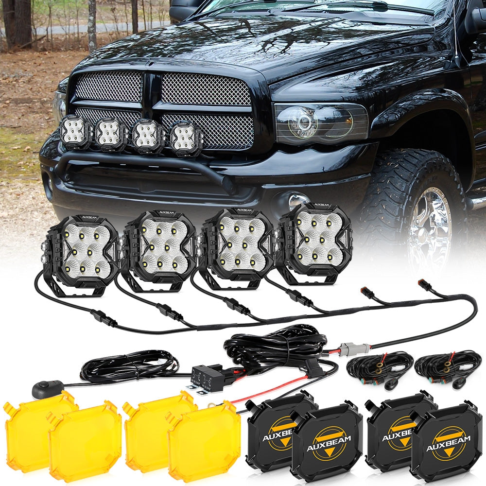 CUBE-Z Series 4 Inch LED Pod Lights Off Road Lights with White DRL & Amber Turn Signal Lights