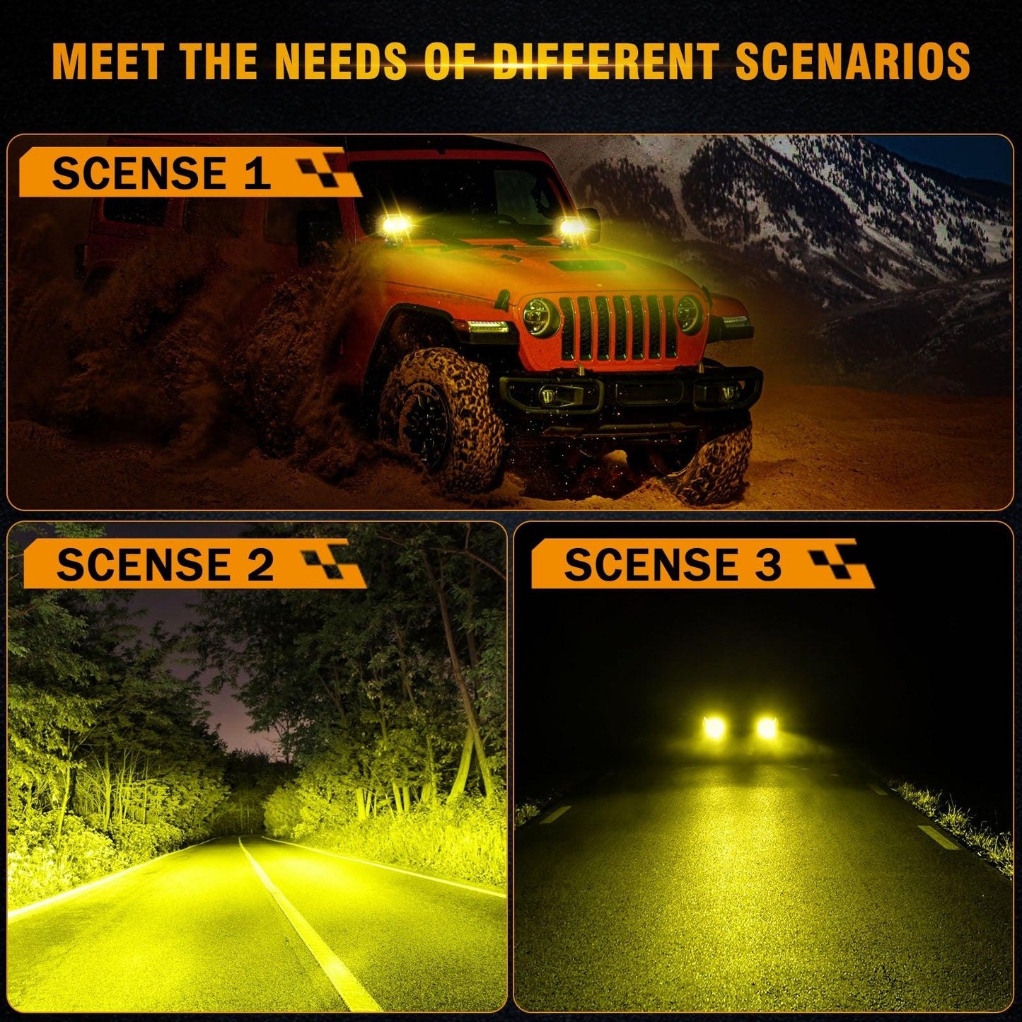 Auxbeam R4 Series | 4 Inch 60W LED Pods Light Flood Beam Amber Light