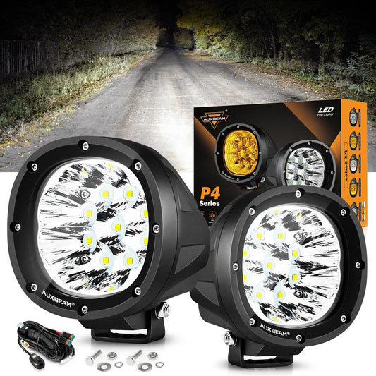 Auxbeam P4 Series | 4 Inch 90W Round LED Driving Lights Spot White Pod Lights