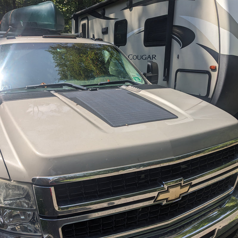 Chevrolet Silverado 2500HD 3500HD (2007-2014) Lensun 75W Hood Flexible Solar Panel