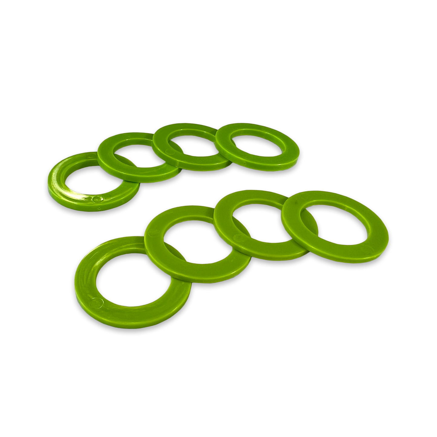 Green Shackle Washers 3mm and 2mm Thick Isolators for Overland Recovery | Moose Knuckle Offroad Rattle Rings