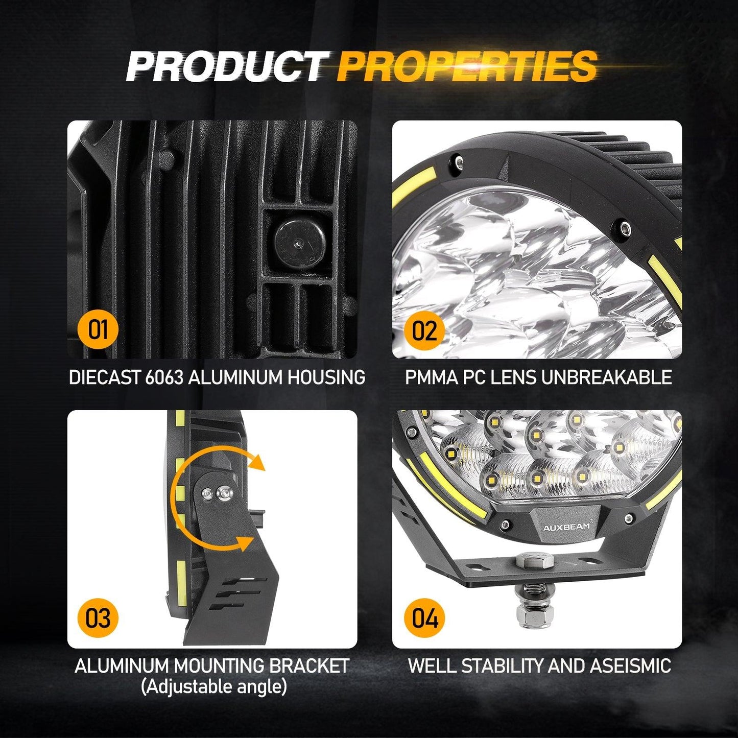 (2pcs/set) 9 INCH 270W 37776LM 360-PRO Series Custom Lens LED Driving Lights+Amber/Black Covers(Optional) for for Ford F150 F250 F350 F450