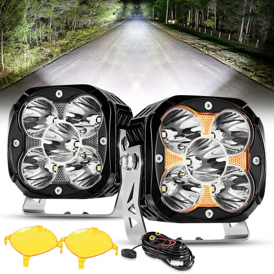 XP-ULTRA Series 4.5 Inch Spot Beam LED Pod Lights Off Road Lights with Amber DRL