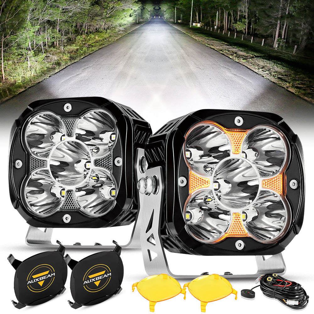 XP-ULTRA Series 4.5 Inch Spot Beam LED Pod Lights Off Road Lights with Amber DRL