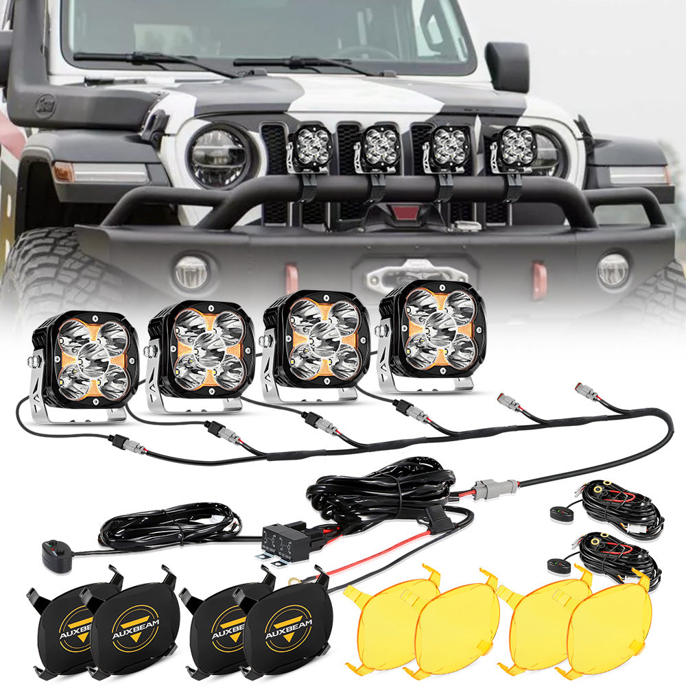 XP-ULTRA Series 4.5 Inch Spot Beam LED Pod Lights Off Road Lights with Amber DRL