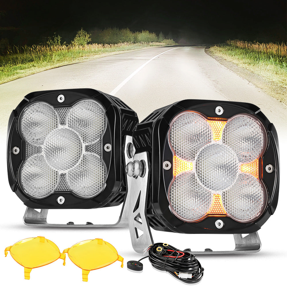 XP-ULTRA Series 4.5 Inch LED Pod Lights Off Road Lights with Amber DRL