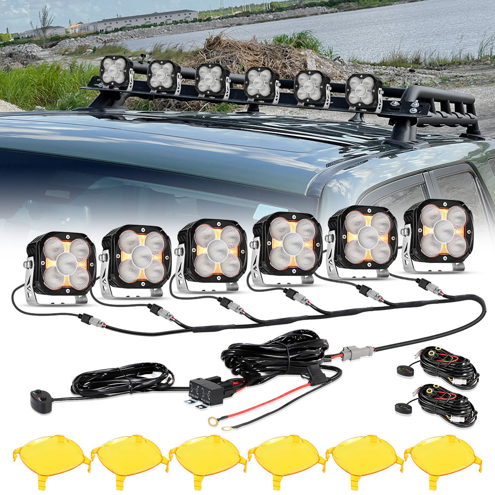 XP-ULTRA Series 4.5 Inch Flood Beam LED Pod Lights Off Road Lights with Amber DRL