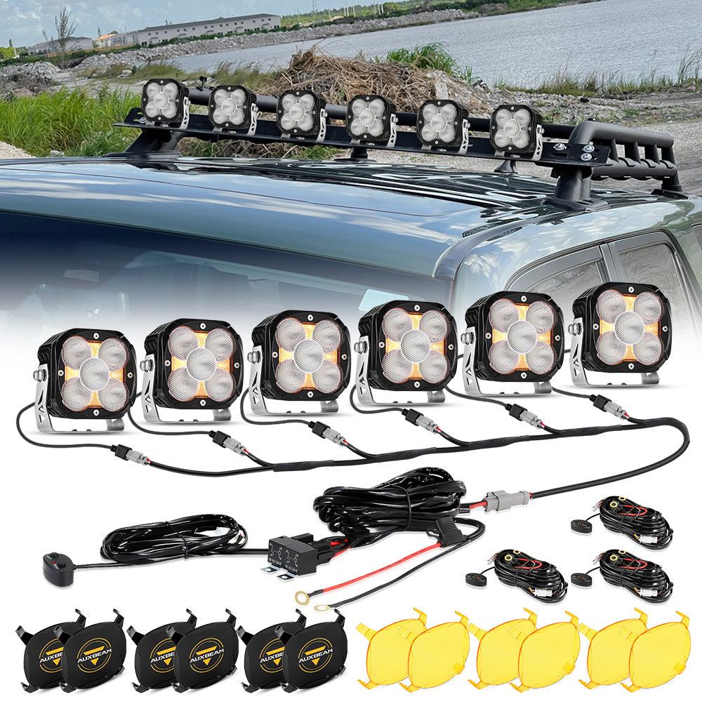 XP-ULTRA Series 4.5 Inch Flood Beam LED Pod Lights Off Road Lights with Amber DRL